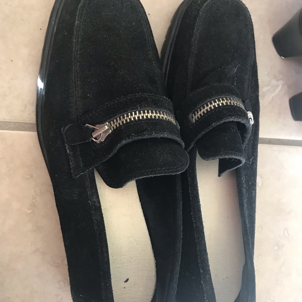 black velvet zipper loafers